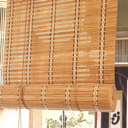 Rideau en Bambou,Store Enrouleur Bambou,Store Venitien en Bois,Store Fenetre Occultant à Traction Latérale pour Exterieur,Protection Solaire,Personnalisable,Largeur x Hauteur (110cm x 210cm)
