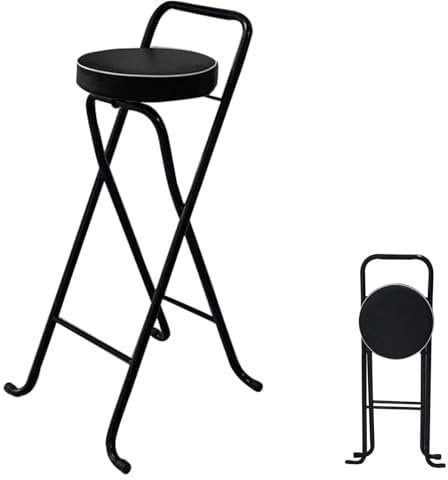 Sgabello da Bar Alto Pieghevole, 80cm Sedia da Bar Imbottita di Altezza da Banco, Sgabello da Bar pieghevole con Schienale Poggiapiedi per Cucina Campeggio Negozio Ufficio