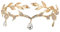FeLeA Gold Kristall Hochzeit Krone Blatt Tiara Vintage Strass Krone Stirnband Schöne Mode Hochzeit Braut Tiara Headwear für Frauen Mädchen