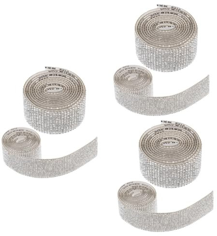 TEHAUX 3 Juegos De Diamantes De Imitación Para Manualidades Cintas Autoadhesivas De Diamantes De Imitación Para Decoración Tiras Adhesivas Fuertes Para Manualidades 2 Rollos X 3