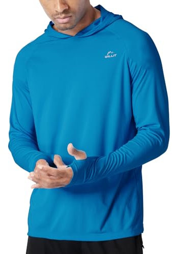 WILLIT Herren Hoodie Kapuzenpullover UPF 50+ Sonnenschutz Rashguard Kapuzen Shirt Langarm SPF Angeln Outdoor Laufen Wandern Leicht Saphirblau XL