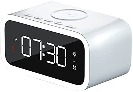 VeVaad Reloj Despertador con Cargador inalámbrico, Radio Despertador con Cargador USB,Reloj de Coche con Carga inalámbrica Multifuncional,Radio Despertador para Coche