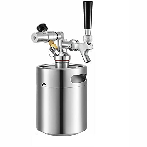 elaboración casera Mini dispensador de cerveza portátil de acero inoxidable con grifo de cerveza, 2L, 4L, 5L doméstico en Bar (Color : 68 Oz (2L))