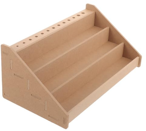 SEWACC Wooden Paint Rack Organizer, 3 Layers Holder With Brush Holder, Ink Bottle Rack Miniature Storage Stand