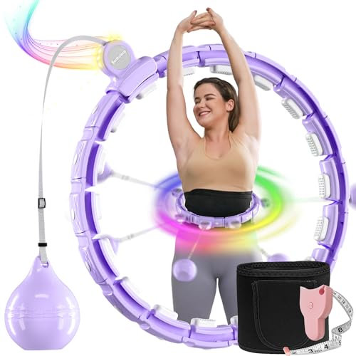 Smart Fitness Ring Weighted Hoops for Adults Weight Loss (Violett-Beleuchtung)