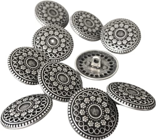 silber antik flache Metall Knöpfe mit Öse 17mm oder 22mm (10 Stück) (17mm)