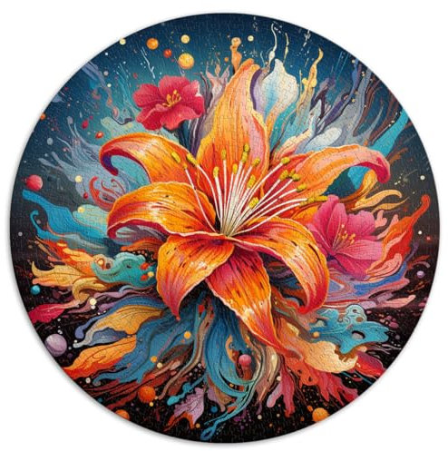 Puzzle 1000 Teile, Lilien-bunte runde Puzzles, für Erwachsene und Kinder, Papppuzzles, Lernpuzzle, Größe: 67,5 x 67,5 cm