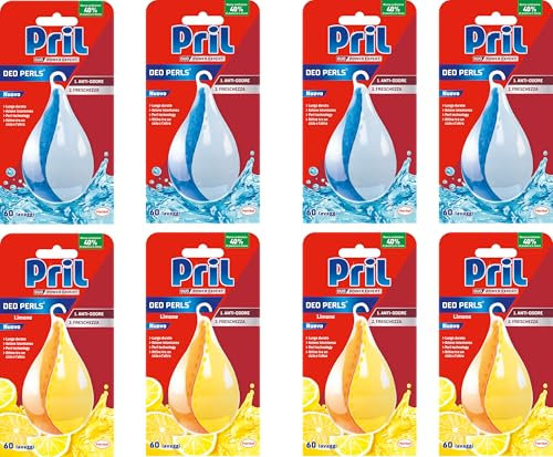 Pril Deo Perls, Deodorante per lavastoviglie al profumo di fresco, Confezione 8