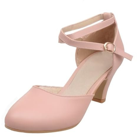 HSyc JRX Escarpins fermés avec petit talon et lanières pour femme, Rose, 38.5 EU