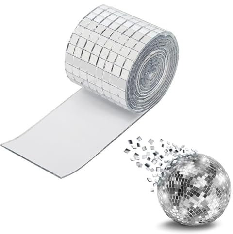 XUKZIMA 1800 Pcs Selbstklebende Spiegel Mosaik Fliesen Quadratische Glasmosaik Fliesen für Badezimmer und Hotel 5 mm x 5 mm Silber