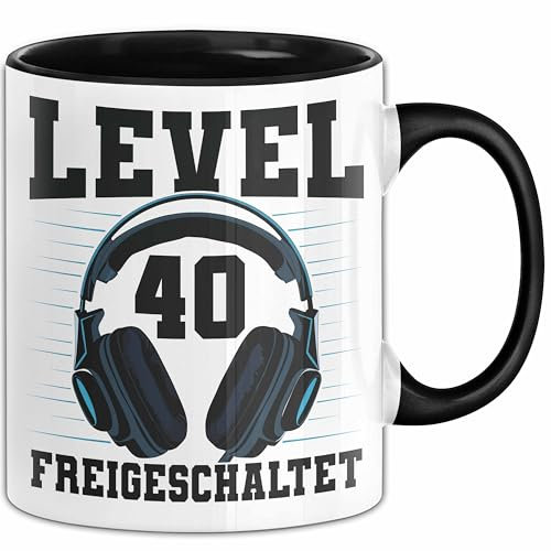40. Geburtstag Geschenk Männer Gamer Tasse Geschenk 40Er Geburtstag (Schwarz)