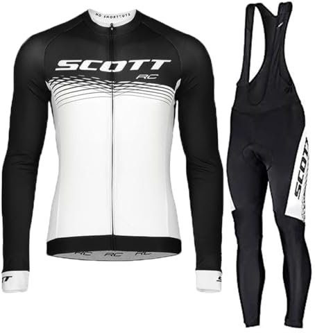 Abbigliamento Ciclismo Uomo Invernale Completo Abbigliamento Ciclismo Bici Pile Maglia Tuta Bicicletta +Pantaloni Imbottiti Con 3D Gel pad Traspirante Sportivo (Bianco, L)…