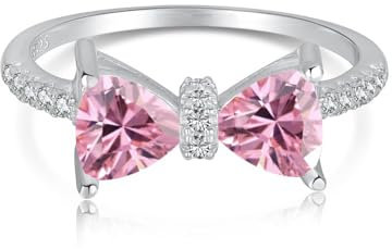DLAZUM Anelli con Fiocco Rosa per Donna Anelli in Argento Sterling 925 per Donna Anelli per lei FEDI Nuziali impilabili Anelli per Donna Anello con Nodo Infinito per Sempre (Misura 9)