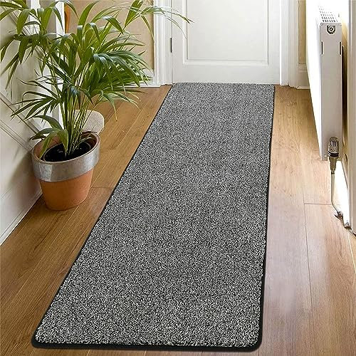 SHACOS Teppich Läufer rutschfest 50x150 cm Kurzflor Teppichläufer Weich Flurläufer Modern Küchenteppich Waschbar Bettvorleger Teppich Läufer für Flur, Küche, Eingang, Schlafzimmer, Schwarz