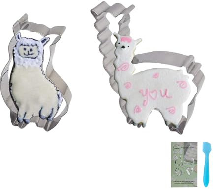 TINGSING Lama Alpaka Niedliches Ausstechformen-Set 2 Stück Set für Muffins, Kekse, Sandwiches aus Edelstahl