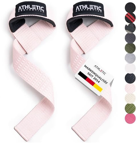 Zughilfen für Krafttraining und Bodybuilding (gepolstert) - Profi Lifting Straps 60 cm Länge für Fitness, Weightlifting, Kreuzheben - Zughilfe im Paar für Frauen und Männer (Rose (Silikon))