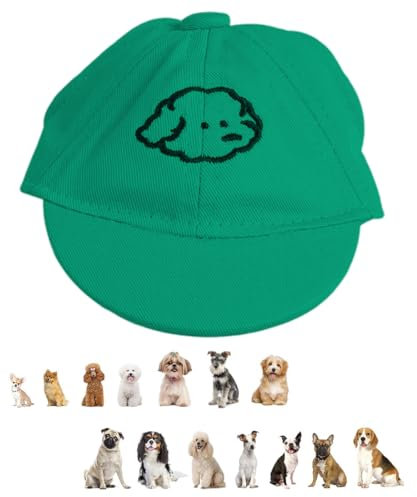KEQAR Haustier-Baseballkappe, Haustier-Außenkappe, Sommer-Hunde-Baseballkappe, Haustier-Hundekatze-Baseball-Außenkappe, Sunbonnet, Verstellbare Streifen, Sommer-Reise-Sporthut (Grün)