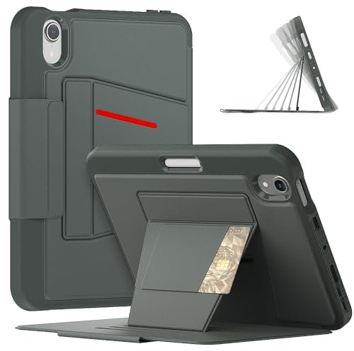 Smart Case compatibile con iPad mini 7 A17 Pro 2024/Mini 6 2021 8,3 pollici (7a/6a generazione), custodia sottile magnetica a libro con portapenne, accensione e spegnimento automatico, supporto