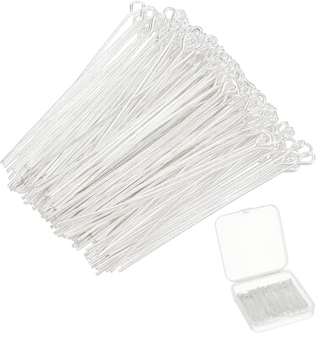 CRAFTYMELODY 220 Stück Kopfstifte 925 Sterlingsilber beschichtete Messing-Flachkugelkopf-Augenstifte Schmuckstifte Nadeln 45 mm Für Die Schmuckherstellung Zubehör