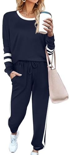 Desol Damen Trainingsanzug Jogginganzug Zweiteiler - Rundhals Langarm Oberteil Jogginghose Damen Winter Herbst Outfit, Trainings & Lounge-Set für Sport, Haus & Freizeit