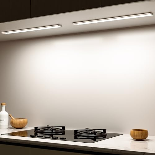 Ylatoial Under Cupboard Kitchen Lights, 2 Pack 41cm Warm White | Dimmable Rechargeable Magnetic LED Lights Motion Sensor Lights Indoor for Cabinet