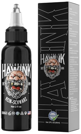HAWINK Tinta Negro Puro Tatuaje Profesional 1 Botella de 2oz (60ml) Tattoo Ink Black TI203DE-60-001
