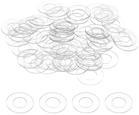 sourcing map 80Pcs M8 PVC Clear Flat Washers 8mm ID 16mm OD 1mm Thick Glass Washer Shower Door Gasket for Shower Door Handle Towel Bars, Transparent