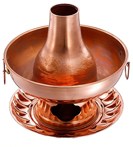 Vintage Shabu Hot Pot, Chinese Copper Cooker for 1-8 People, Traditional Soup Pot Cookware for Home Restaurant Party