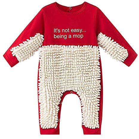 TYUSGH Baby Girls Boys Mop Onesie Funny Romper Long Sleeve Jumpsuit Infant Color Block Soft Bodysuit Fall Winter Clothes Outfits for 0-24 Months
