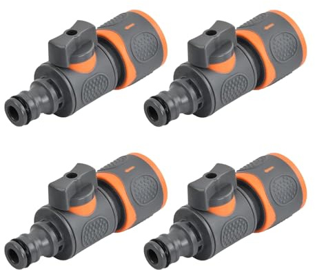 Set di 4 raccordi per tubo da giardino con valvola, ugello tubo irrigazione raccordo rapido rubinetto, raccordo rubinetto tubo irrigazione controllo flusso, ugello rubinetto tubo da giardino lavaggio