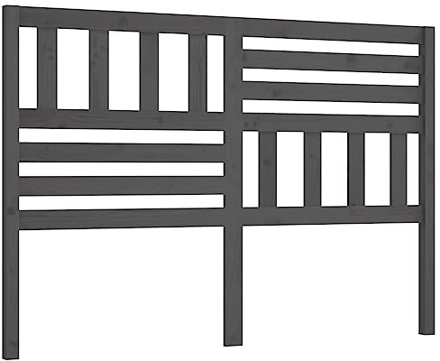 mtlskopl Kopfteil 146x100 cm Grau Kiefer Massivholz Modernes Design, Robuster Holzrahmen für Bettrahmen ohne Kopfteil, Passt in Schlafzimmer und Gästezimmer