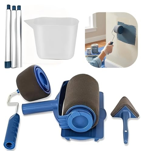 Wall Painting Roller Kit – 8Pcs Paint Runner Pro Set for Home DIY Decorating – Includes Handle, Edge Brush, Roller & More