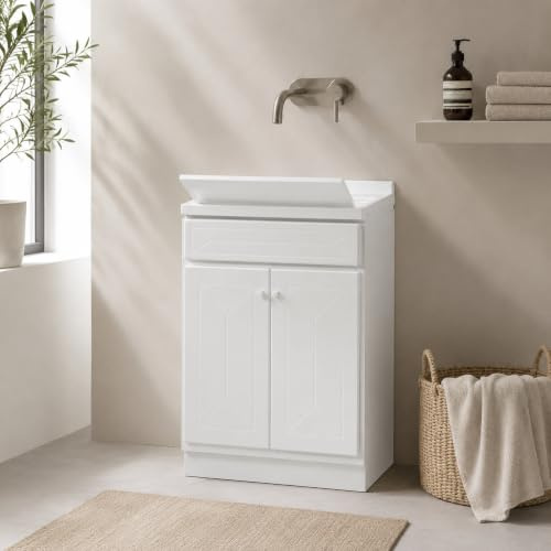 MA MAISON Lavatoio in Polipropilene Bianco con Kit di Montaggio