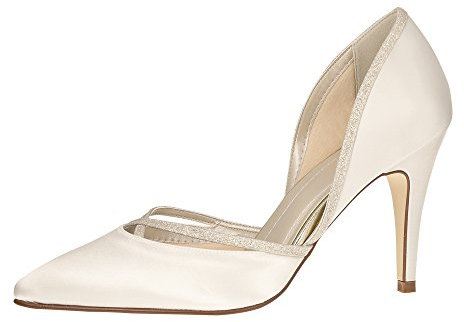 Rainbow Club Brautschuhe Georgia - High Heels - Ivory Glitzer Satin - Gr 37 EU 4 UK