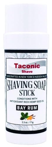 Taconic Shave Bay Rum Rasierseife-Stick mit Antioxidans-reichem Hanfsamenöl 2,5 Oz./71G