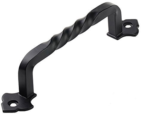 lizavo tp-128blk 6 rústico mate negro tiradores de armario Twist cocina armario chapado en 5 (128 mm) agujero Centers- sólido fundido Iron- 10 unidades