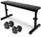 Physionics® Hantelbank mit Hantelset - Hantelbank (höhenverstellbar, 200kg belastbar, aus Stahl), Hantelset (2 Kurzhanteln, 40 kg, Verstellbar) - Flachbank, Trainingsbank, Fitnessbank mit Gewichten
