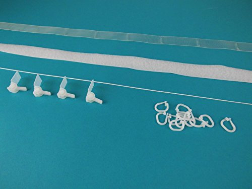 heimtexshop24 Raffrollo Zubehör Set komplett, Raffrolloband,Perlonkordel,Flauschband,Kordelstopper,Faltenlegehaken