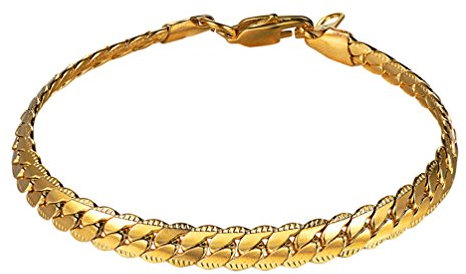 PROSTEEL Herren Armband Edelstahl Panzerkette Armband Link Kette Handkette 6,5MM Breit Armkette für Herren, Gold, 21cm