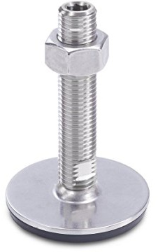 Ganter Normelemente, Edelstahl Stellfüße - GN 41-80-M20-75-D3-UK, Fußdurchmesser 80mm, Gummi aufvulkanisiert, schwarz