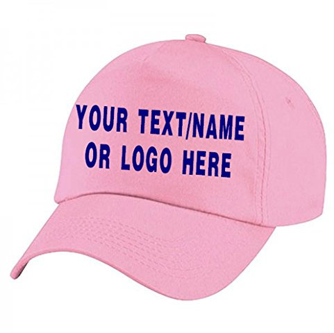 WM SPORTS Personalised Baseball caps Customised Adults Unisex Printed Caps Hats with Text/Name or Logo (Light Pink)