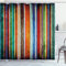 ABAKUHAUS Streifen Duschvorhang, Retro Bunte Bänder, Stoffliches Gewebe Badezimmerdekorationsset mit Haken, 175 x 200 cm, Grüm Orange
