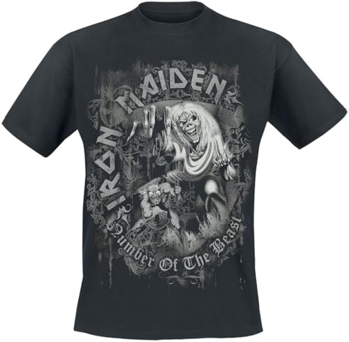 Iron Maiden Number of The Beast Grey Tone Männer T-Shirt schwarz