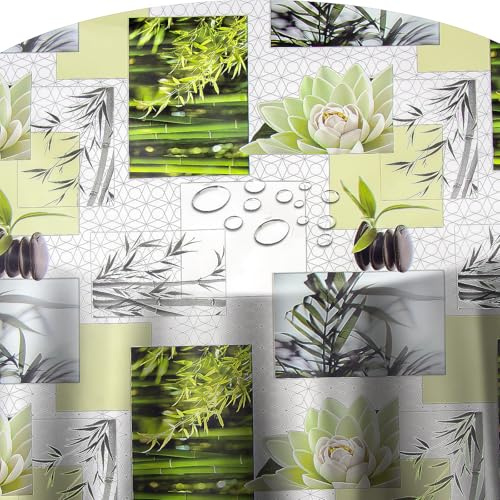 Wachstuchtischdecke Wachstuch Tischdecke Gartentischdecke Rund Oval Bambou Zen Rund 90 cm abwaschbare Wachstischdecke