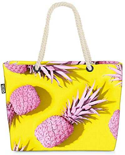 VOID Pinke Ananas Strandtasche Shopper 58x38x16cm 23L XXL Einkaufstasche Tasche Reisetasche Beach Bag