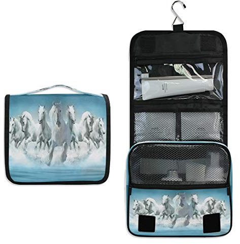 RXYY Hängend Kulturtasche Aquarell Tier Pferds Laufen ausklappbar Bad Turnhalle Kulturbeutel Veranstalter tragbar kosmetisch Waschtasche für Frauen Mädchen