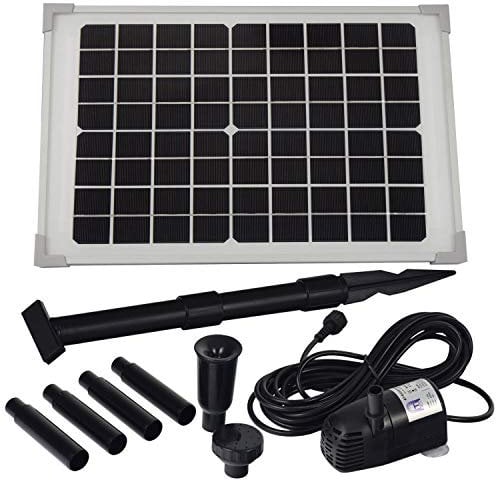Agora-Tec® Monokristallines Solar Teichpumpen Set AT-10W Hmax.: 600l/h Fontainenhöhe: 1,00m, 10 Watt, für Gartenteich oder Springbrunnen