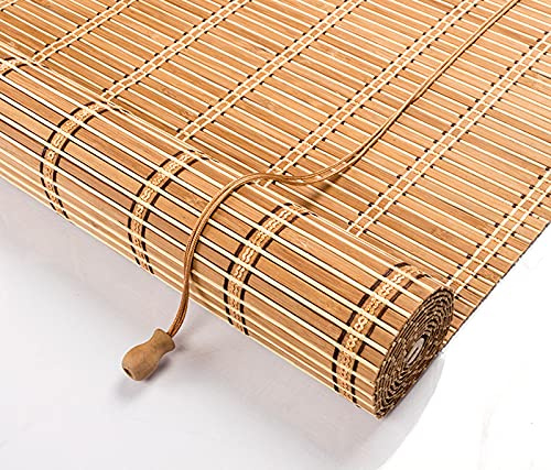 Natürliche Bambus-Rollo Raffrollo,Sichtschutz Rollo für Fenster und Türen,Lichtdurchlässig,Blickdicht Bambus Rollo,Lichtfilter Bambusrollo,Seitenzugrollo Vorhang,Anpassbar (70x110cm/28x43in)