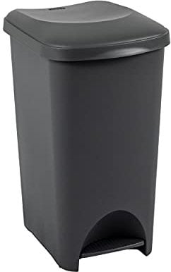 Addis Eco Made from 100 Percent Plastic Family Kitchen Pedal Bin, 519001ADF, Recycled Dark Grey, 40 Litre