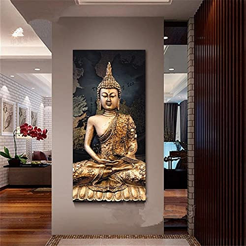 DIY 5D Diamant Malerei Kit Voll Groß Round drill Buddha 70x140cm Diamant Painting Bilder Kristall Strass Diamond Painting Erwachsene Kind Stickerei Kreuzstich Mosaik Gemälde Wanddekor Kunsthandwerk